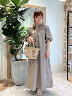 「Jena espace merveilleux(ジェナ エスパスメルヴェイユ)のハーフスリーブワンピース(ワンピース、グレー系)」を使った、kana32cdさん(レディース・155cm)の春コーディネート