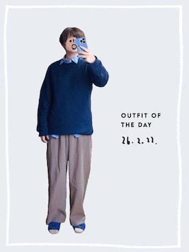 「LACOSTE（ラコステ）のアイテム（ニット/セーター、ブルー系）」を使った、glnlさん（レディース・161cm）の春コーディネート