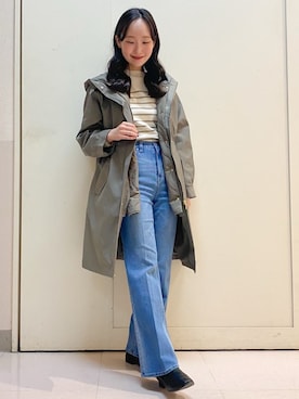 「アイテム（モッズコート、グリーン系）」を使った、あい梨さん（レディース・157cm）の冬コーディネート