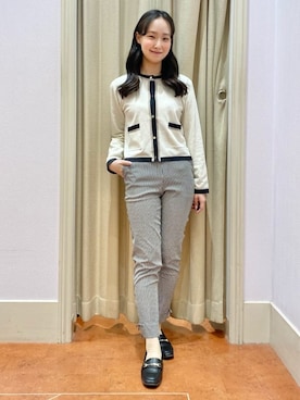 「couture brooch（クチュールブローチ）のアイテム」を使った、あい梨さん（レディース・157cm）の春コーディネート