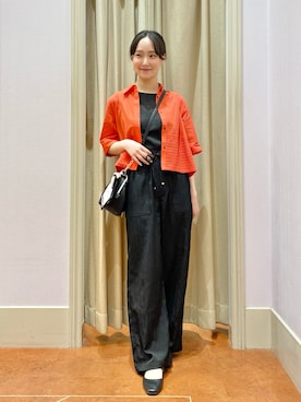 「grove（グローブ）のアイテム（パンツ）」を使った、あい梨さん（レディース・157cm）の春コーディネート