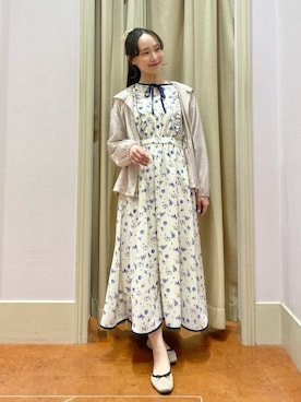 「couture brooch（クチュールブローチ）のアイテム」を使った、あい梨さん（レディース・157cm）の春コーディネート