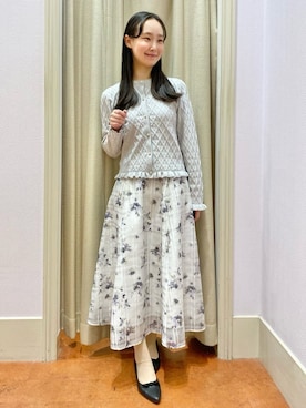 「couture brooch（クチュールブローチ）のアイテム」を使った、あい梨さん（レディース・157cm）の春コーディネート