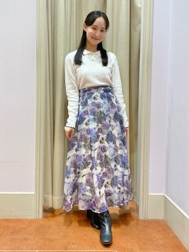 「couture brooch（クチュールブローチ）のアイテム」を使った、あい梨さん（レディース・157cm）の冬コーディネート