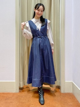 「couture brooch（クチュールブローチ）のアイテム」を使った、あい梨さん（レディース・157cm）の冬コーディネート