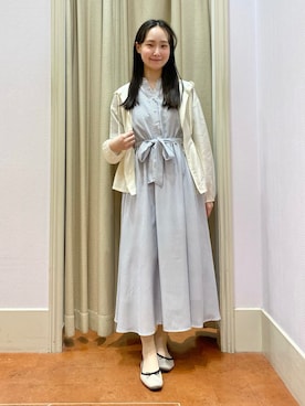 「couture brooch（クチュールブローチ）のアイテム」を使った、あい梨さん（レディース・157cm）の春コーディネート