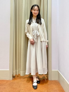 「couture brooch（クチュールブローチ）のアイテム」を使った、あい梨さん（レディース・157cm）の春コーディネート