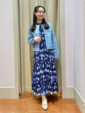 「couture brooch（クチュールブローチ）のアイテム」を使った、あい梨さん（レディース・157cm）の春コーディネート