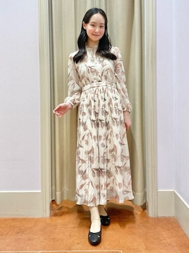 「couture brooch（クチュールブローチ）のアイテム」を使った、あい梨さん（レディース・157cm）の春コーディネート