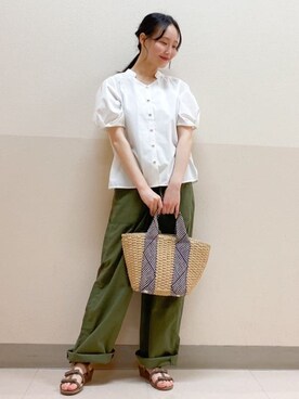 「Lee（リー）のアイテム（その他パンツ）」を使った、あい梨さん（レディース・157cm）の夏コーディネート