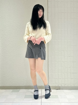 「ESPERANZA（エスペランサ）のメッキプレートヒールストラップパンプス 結婚式二次会 パーティー 24SS（パンプス、ブラック系）」を使った、takeさん（レディース・158cm）の春コーディネート