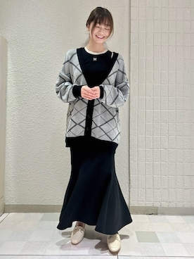 「ESPERANZA（エスペランサ）のスクエアトゥローファー レイン対応（パンプス、ホワイト系）」を使った、takeさん（レディース・158cm）の秋コーディネート