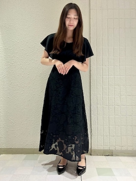 「ESPERANZA（エスペランサ）のリボンバレエコアパンプス（パンプス、ブラック系）」を使った、takeさん（レディース・158cm）の夏コーディネート