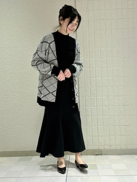 「ESPERANZA（エスペランサ）のらくちんスッキリ♪ローウエッジパンプス 結婚式二次会 パーティー 24SS（パンプス、ブラック系）」を使った、takeさん（レディース・158cm）の冬コーディネート