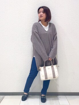 「Lee（リー）のアイテム（トートバッグ）」を使った、myuさん（レディース・150cm）の秋コーディネート