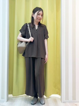 「SHOO・LA・RUE（シューラルー）の【洗える/S-LL】首元きれい テレコリブタンクトップ（タンクトップ、ブラック系）」を使った、shioriさん（レディース・157cm）の夏コーディネート