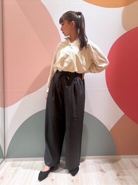 「SHOO・LA・RUE（シューラルー）のデイリー使いに ランダムテレコ タンクトップ（Tank tops、ホワイト系）」を使った、末っ子さん（レディース・165cm）の秋コーディネート