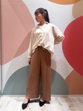 「SHOO・LA・RUE（シューラルー）のデイリー使いに ランダムテレコ タンクトップ（Tank tops、ホワイト系）」を使った、末っ子さん（レディース・165cm）の秋コーディネート