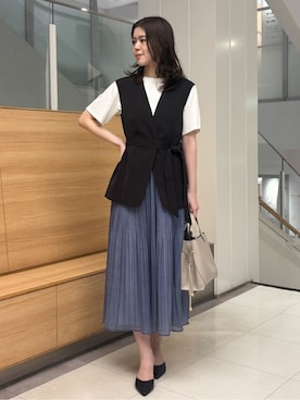「COUP DE CHANCE（クードシャンス）のアイテム（ベスト）」を使った、sawaさん（レディース・167cm）の夏コーディネート