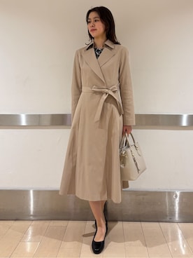 「COUP DE CHANCE（クードシャンス）の【きれいめ羽織り】Aラインドレスコート（トレンチコート、ベージュ系）」を使った、sawaさん（レディース・167cm）の冬コーディネート