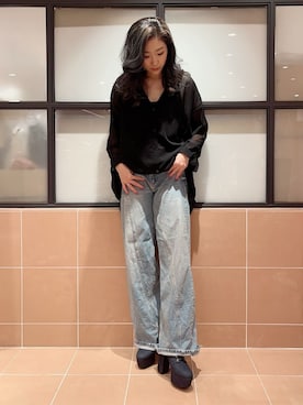 「アイテム（ブーツ、ブルー系）」を使った、kaoriさん（レディース・165cm）の冬コーディネート
