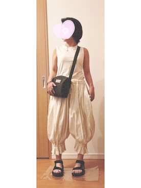 「HUNTER（ハンター）のアイテム（バッグ）」を使った、ぽんちゃむさん（レディース・149cm）の夏コーディネート