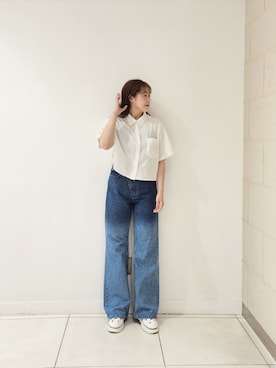 「アイテム（デニムパンツ）」を使った、momocoさん（レディース・163cm・30代）の夏コーディネート