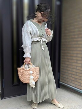 「GRL（グレイル）の光沢シフォンカーディガン（カーディガン/ボレロ）」を使った、ぽんぬさん（レディース・154cm）の夏コーディネート