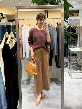 「ボルドーニット」｜まゆさん（レディース・171cm）の秋コーディネート