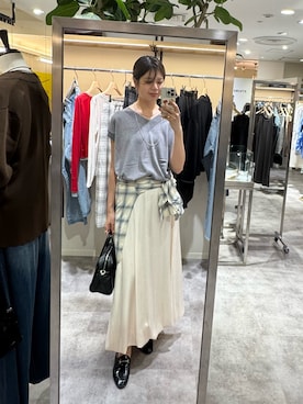 「アイテム（ボストンバッグ）」を使った、まゆさん（レディース・171cm）の夏コーディネート