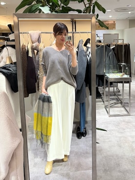 「スラックスパンツ」｜「アイテム（アクセサリー）」を使った、まゆさん（レディース・171cm）の秋コーディネート