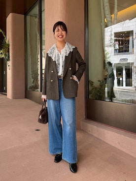 「アイテム（テーラードジャケット）」を使った、まゆさん（レディース・171cm）の秋コーディネート