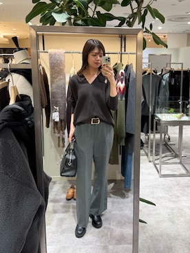 「Vネック」｜まゆさん（レディース・171cm）の秋コーディネート