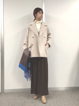 「アイテム（ピーコート）」を使った、まゆさん（レディース・171cm）の秋コーディネート
