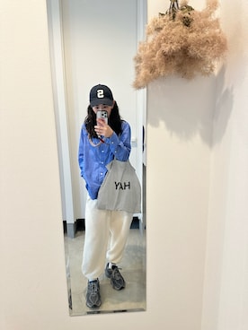 「アイテム（トートバッグ）」を使った、emuさん（レディース・159cm）の秋コーディネート