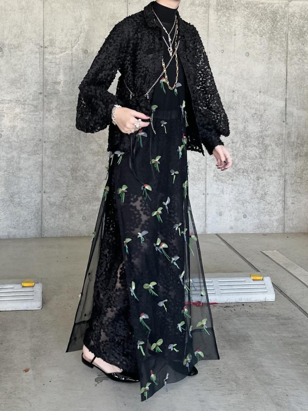 GANNI（ガニー）の「GANNI ボタニカルモチーフ シアーワンピース