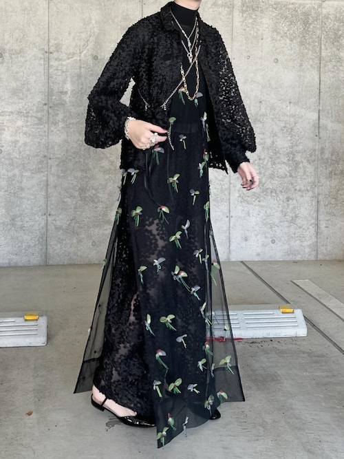 大人気 GANNI  シアーボタニカル ワンピース レイヤーに GANNI（ガニー）の「GANNI ボタニカルモチーフ シアーワンピース