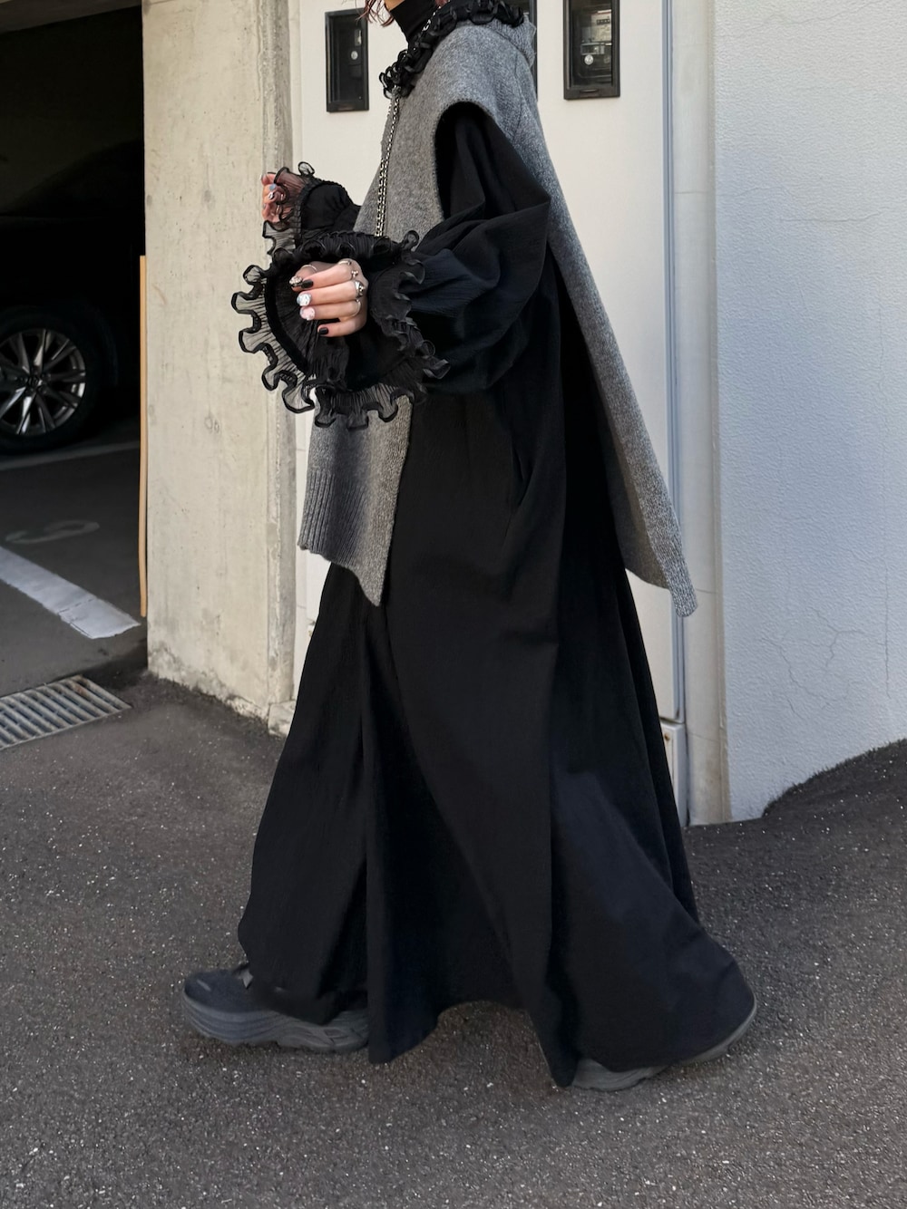 【ru】perna ボリュームフリルナイティドレス PERNA（ペルナ） シャツワンピース ボリュームフリルナイティードレス