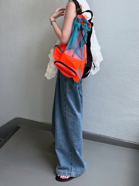 「アイテム（バックパック/リュック）」を使った、Ayaさん（レディース・165cm）の夏コーディネート