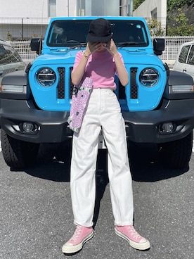 「MM6 Maison Margiela（ｴﾑｴﾑｼｯｸｽ ﾒｿﾞﾝ ﾏﾙｼﾞｪﾗ）のアイテム（帽子）」を使った、Ayaさん（レディース・165cm）の夏コーディネート