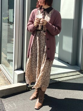 Natural Couture ナチュラルクチュール の Web限定 配色襟付きレトロワンピース ワンピース Wear