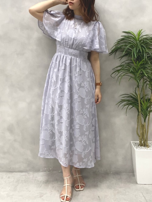 natural couture ❁⃘ シアーオパールフラワーフレア袖ワンピース シアーオパールフラワーフレア袖ワンピース | natural couture