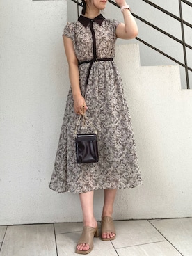 Web限定カラー有り 襟付きレトロワンピースを使った人気ファッションコーディネート Wear