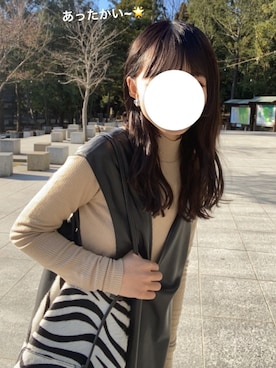「レザーワンピース」｜「アイテム（バッグ）」を使った、RINKAさん（レディース・150cm）の冬コーディネート