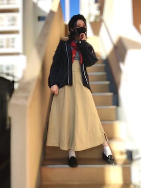 「マリン」｜「アイテム（ハンチング/ベレー帽）」を使った、ピザ子@ゆるーく更新さん（レディース・167cm）の秋コーディネート