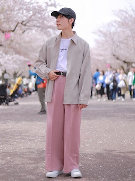 「アイテム（ベルト）」を使った、ひっちさん（メンズ・172cm）の春コーディネート