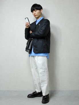 「DEVICE（デバイス）の【WEARISTA こーせ ×DEVICE コラボ】Rename フロントバックル ショルダーバッグ（ショルダーバッグ）」を使った、ひっちさん（メンズ・172cm）の冬コーディネート