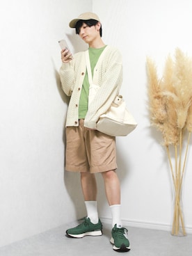 「アイテム（カーディガン/ボレロ、ホワイト系）」を使った、ひっちさん（メンズ・172cm）の夏コーディネート