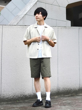 「Dr. Martens（ドクターマーチン）の【別注】 ＜Dr.Martens＞ ADRIAN/シューズ（ローファー）」を使った、HICCHIさん（メンズ・172cm）の夏コーディネート