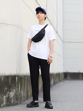 「アイテム（帽子、ブルー系）」を使った、ひっちさん（メンズ・171cm）の夏コーディネート